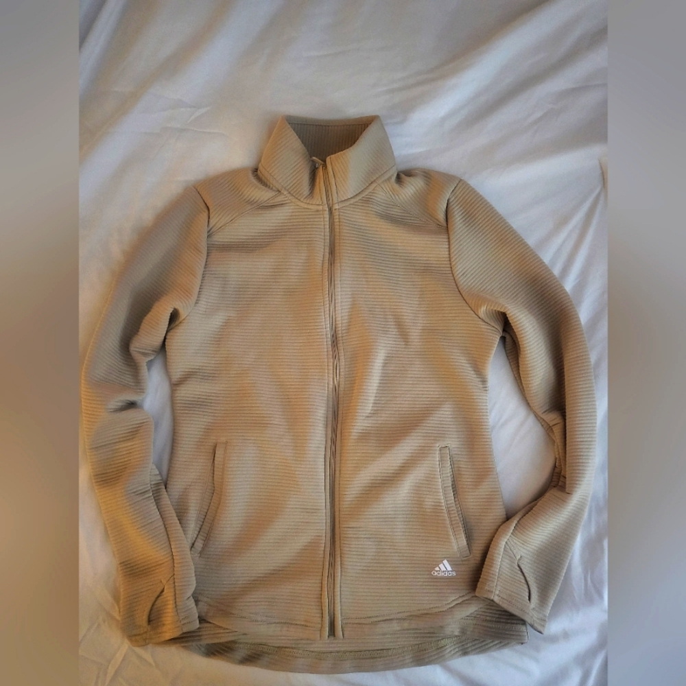 Adidas Golf Full Zip Dri-Fit Lightweight Jacket Beige/Cream Color